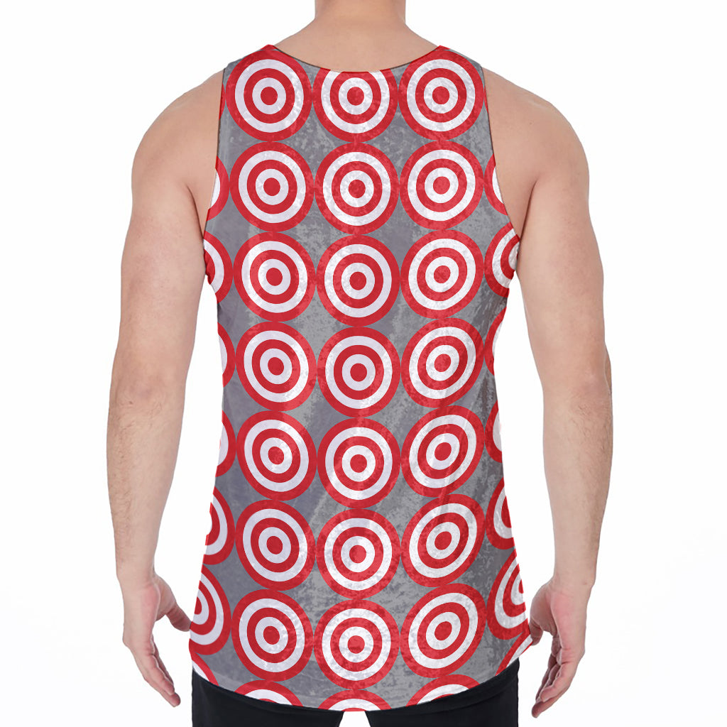Red And White Bullseye Target Print Men's Velvet Tank Top