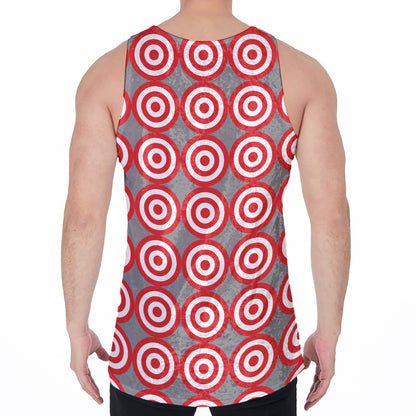 Red And White Bullseye Target Print Men's Velvet Tank Top