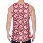 Red And White Bullseye Target Print Men's Velvet Tank Top