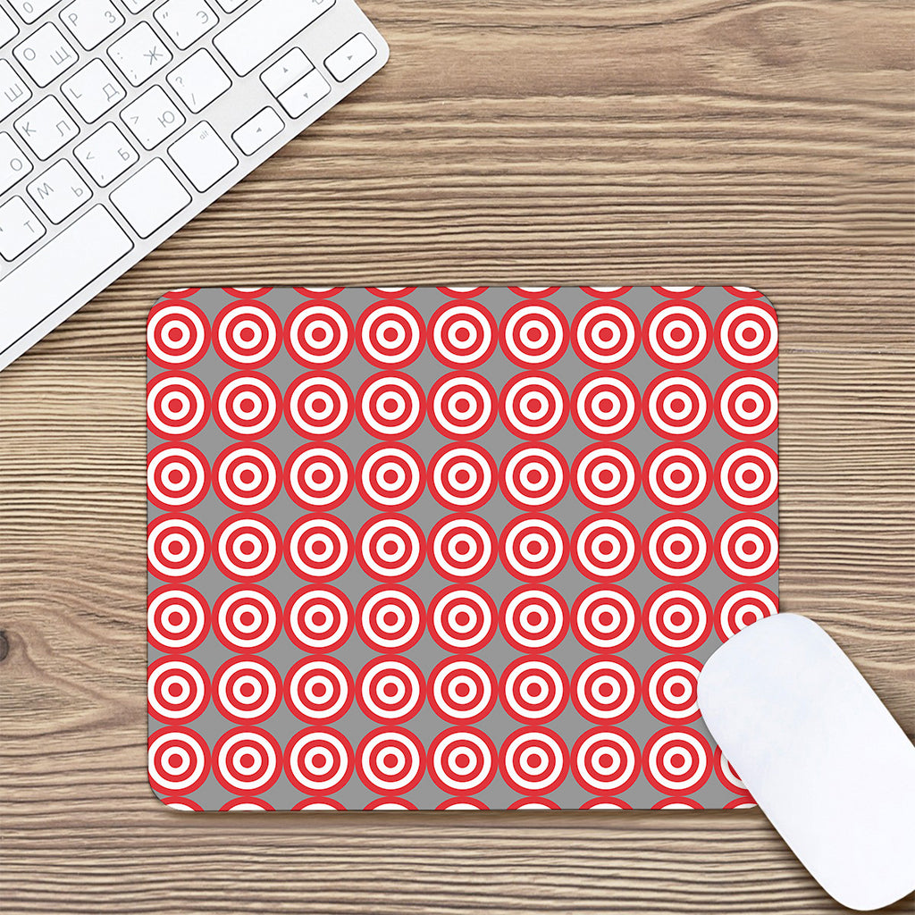 Red And White Bullseye Target Print Mouse Pad