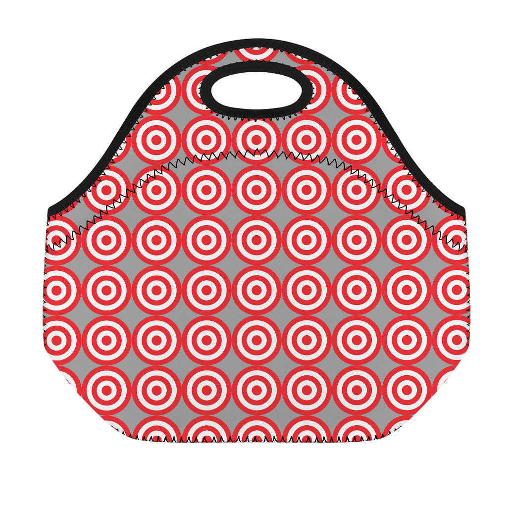 Red And White Bullseye Target Print Neoprene Lunch Bag