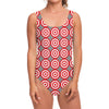Red And White Bullseye Target Print One Piece Swimsuit