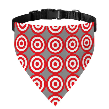 Red And White Bullseye Target Print Over The Collar Dog Bandana