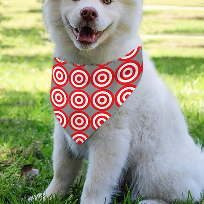 Red And White Bullseye Target Print Over The Collar Dog Bandana