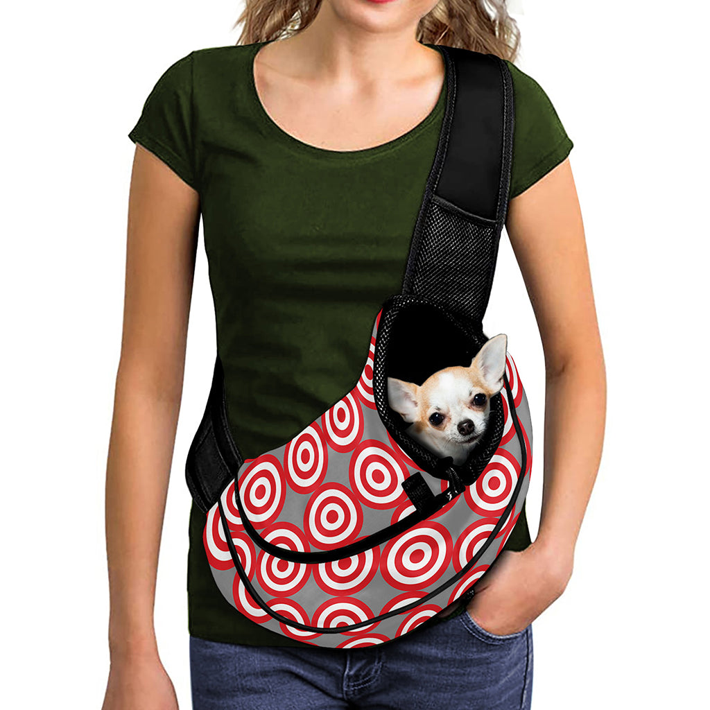 Red And White Bullseye Target Print Pet Sling Carrier