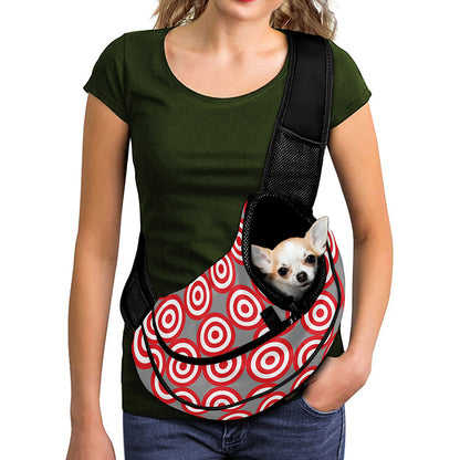 Red And White Bullseye Target Print Pet Sling Carrier