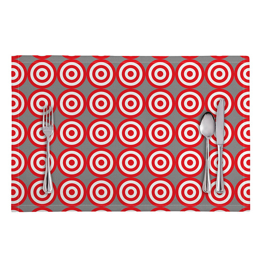 Red And White Bullseye Target Print Placemat