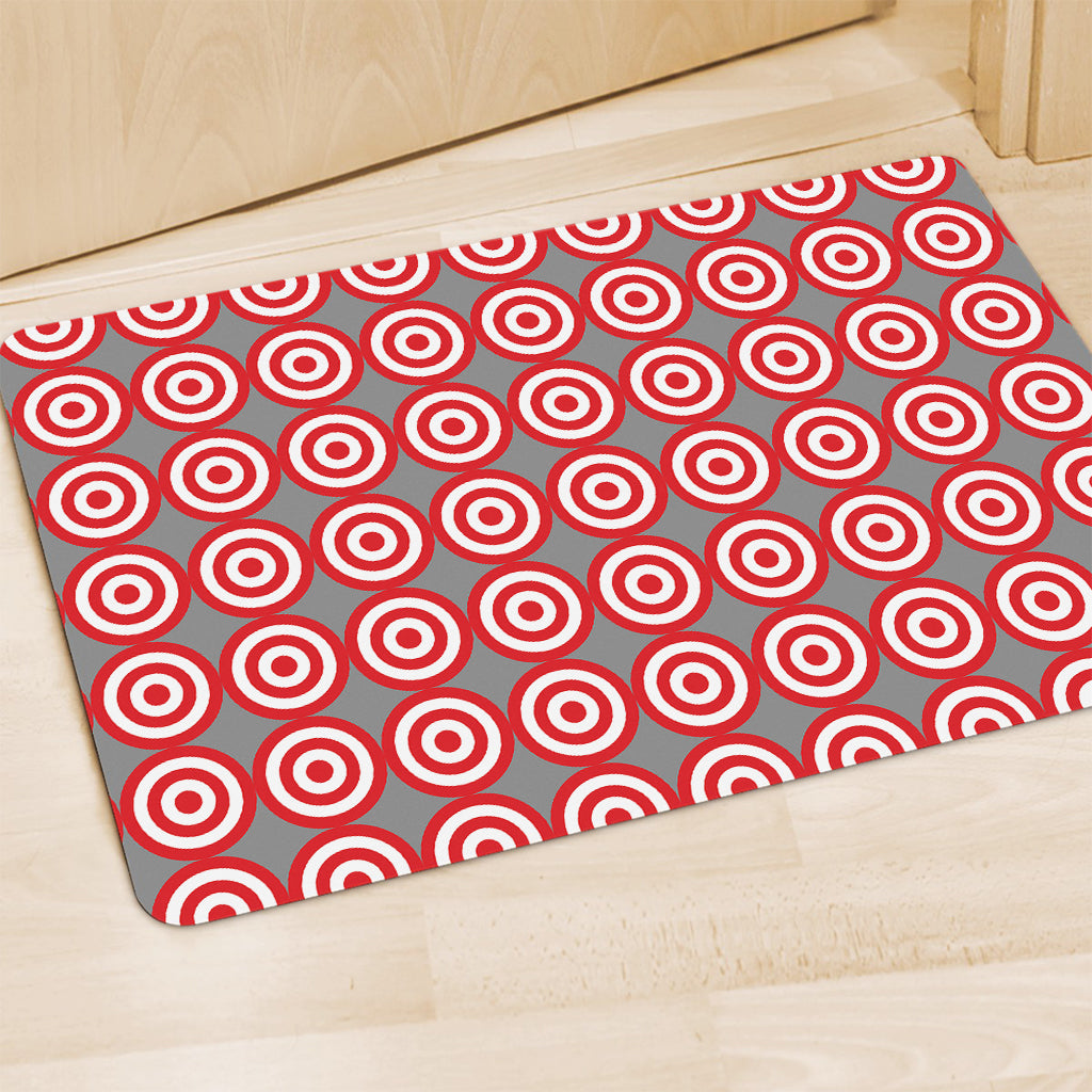 Red And White Bullseye Target Print Polyester Doormat