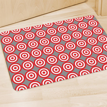 Red And White Bullseye Target Print Polyester Doormat