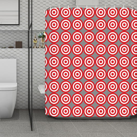 Red And White Bullseye Target Print Polyester Shower Curtain