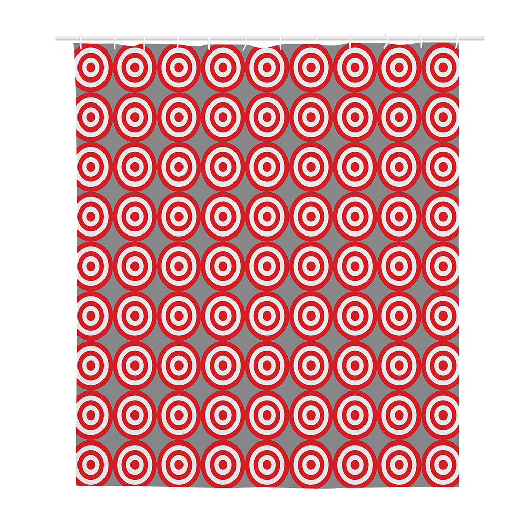 Red And White Bullseye Target Print Polyester Shower Curtain