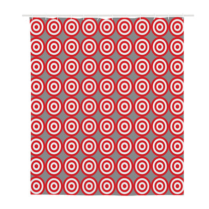Red And White Bullseye Target Print Polyester Shower Curtain