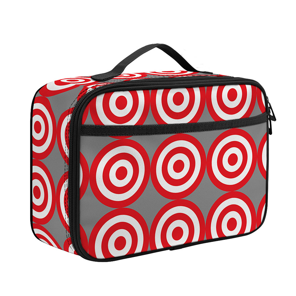 Red And White Bullseye Target Print Portable Lunch Bag