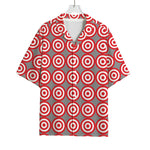 Red And White Bullseye Target Print Rayon Hawaiian Shirt