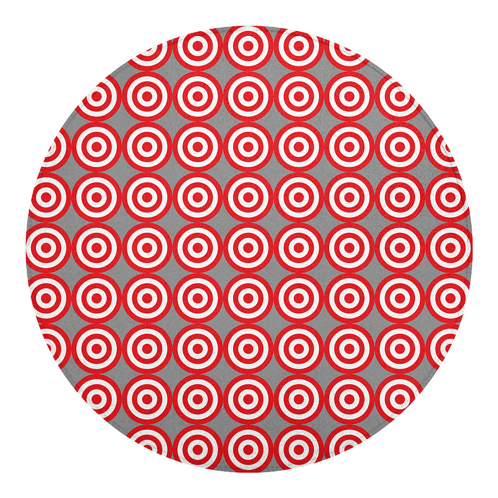 Red And White Bullseye Target Print Round Blanket