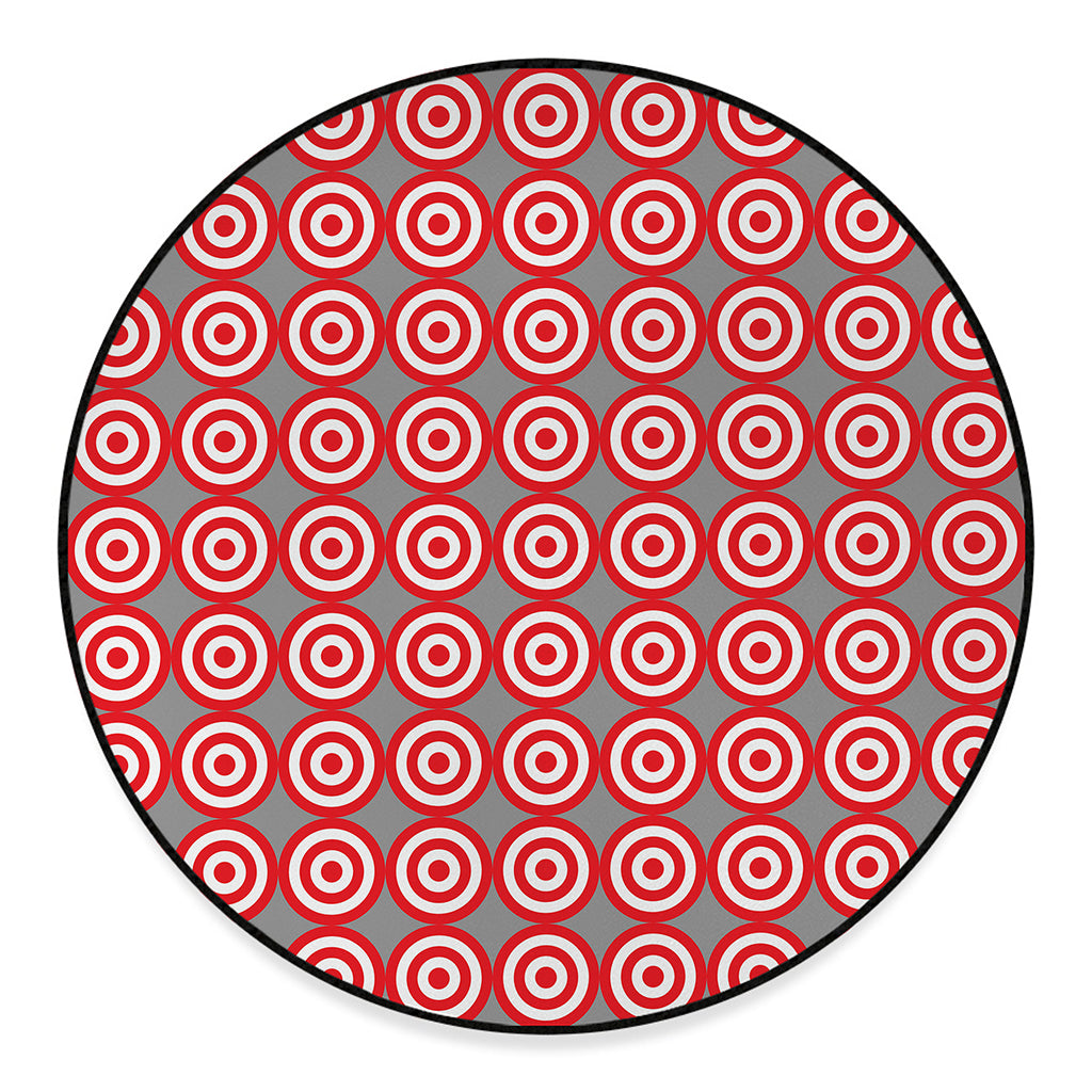 Red And White Bullseye Target Print Round Floor Mat