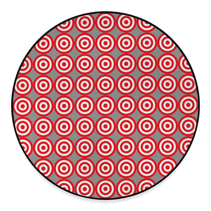 Red And White Bullseye Target Print Round Floor Mat