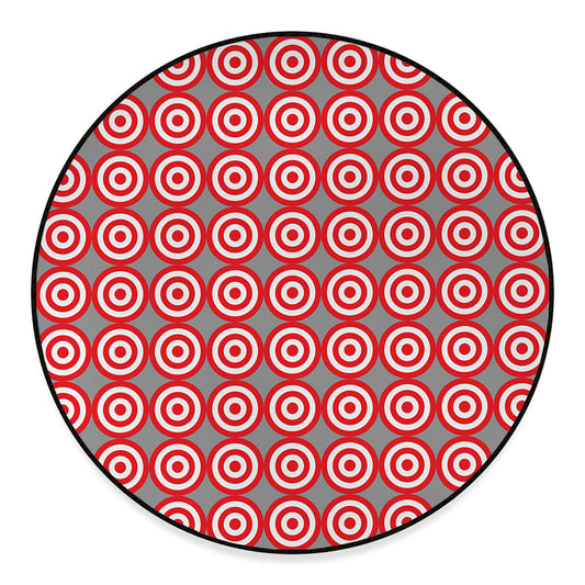 Red And White Bullseye Target Print Round Floor Mat