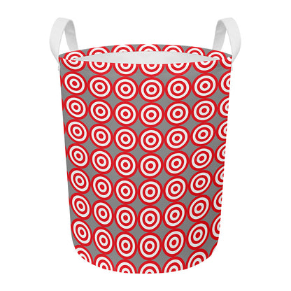 Red And White Bullseye Target Print Round Laundry Basket
