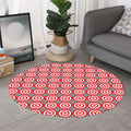 Red And White Bullseye Target Print Round Rug