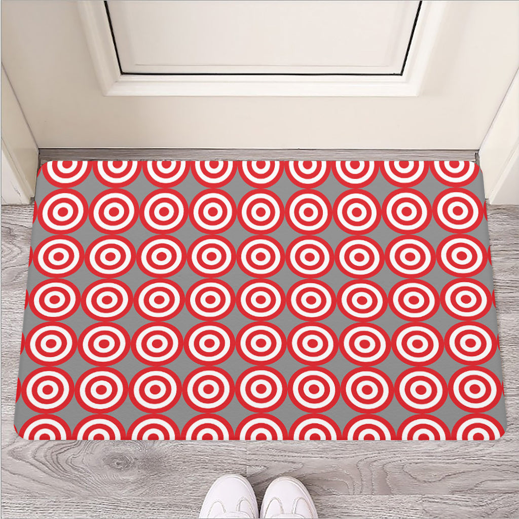 Red And White Bullseye Target Print Rubber Doormat