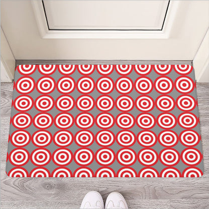 Red And White Bullseye Target Print Rubber Doormat