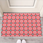 Red And White Bullseye Target Print Rubber Doormat