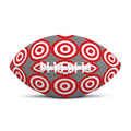 Red And White Bullseye Target Print Rugby Ball