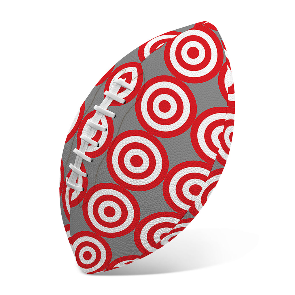 Red And White Bullseye Target Print Rugby Ball