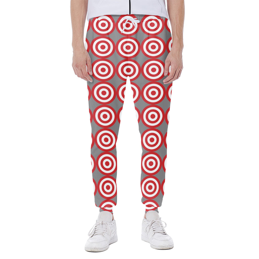 Red And White Bullseye Target Print Scuba Joggers