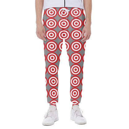 Red And White Bullseye Target Print Scuba Joggers