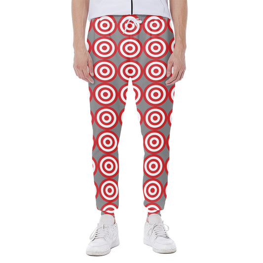 Red And White Bullseye Target Print Scuba Joggers