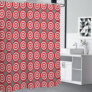 Red And White Bullseye Target Print Shower Curtain