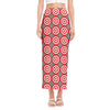 Red And White Bullseye Target Print Side Slit Maxi Skirt