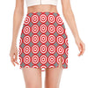 Red And White Bullseye Target Print Side Slit Mini Skirt