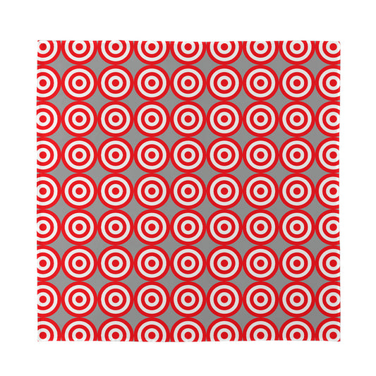 Red And White Bullseye Target Print Silk Bandana
