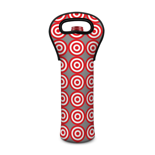 Red And White Bullseye Target Print Single Neoprene Wine Tote