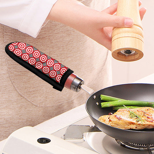 Red And White Bullseye Target Print Skillet Handle Cover