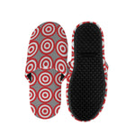 Red And White Bullseye Target Print Slippers
