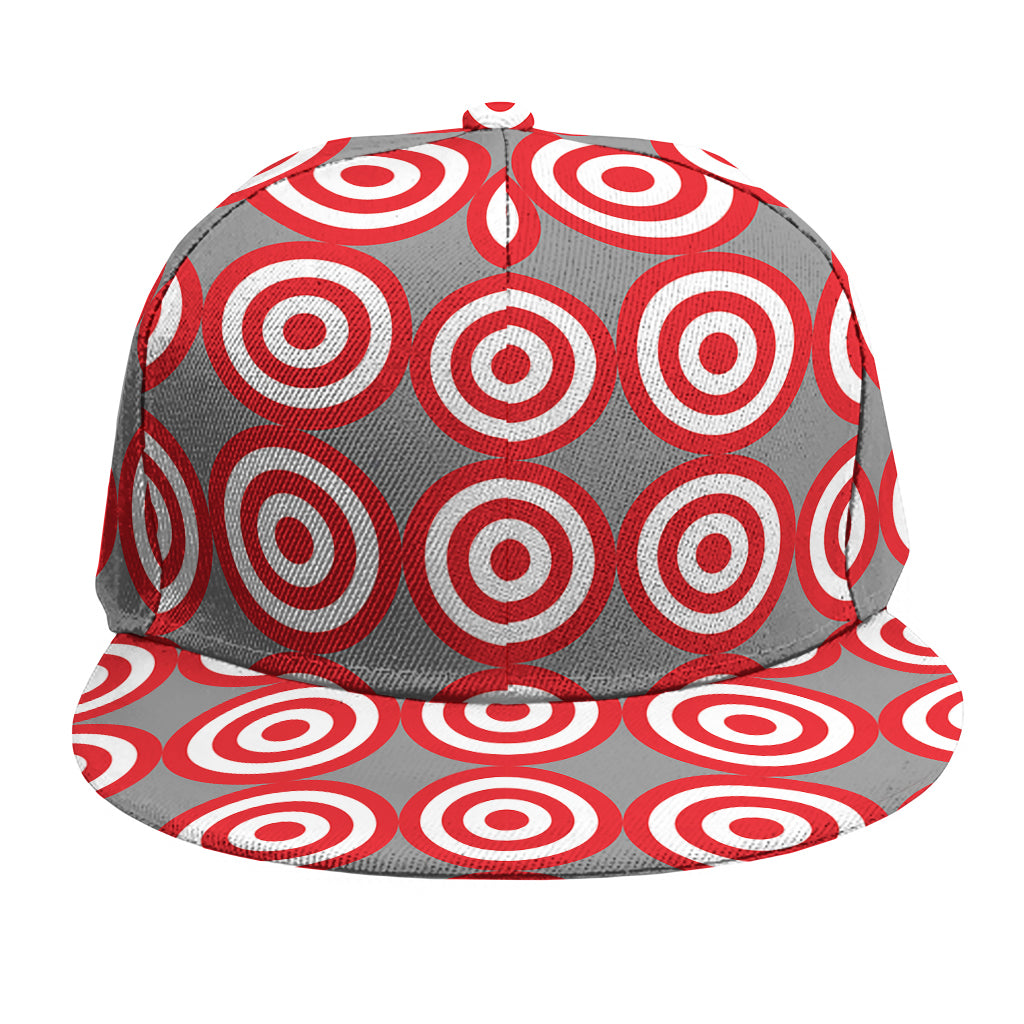 Red And White Bullseye Target Print Snapback Cap