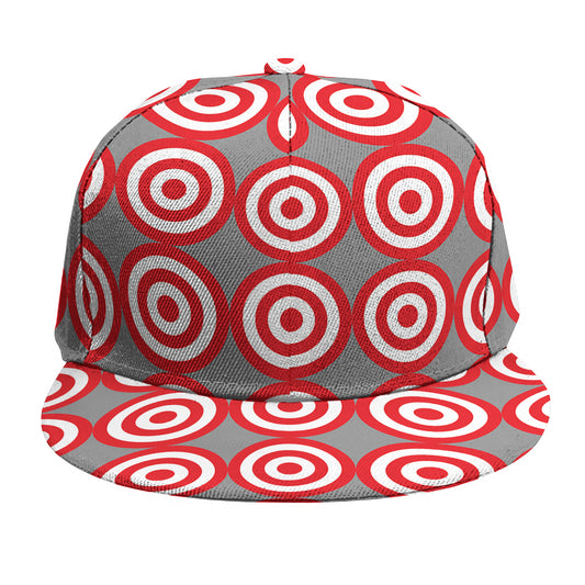 Red And White Bullseye Target Print Snapback Cap