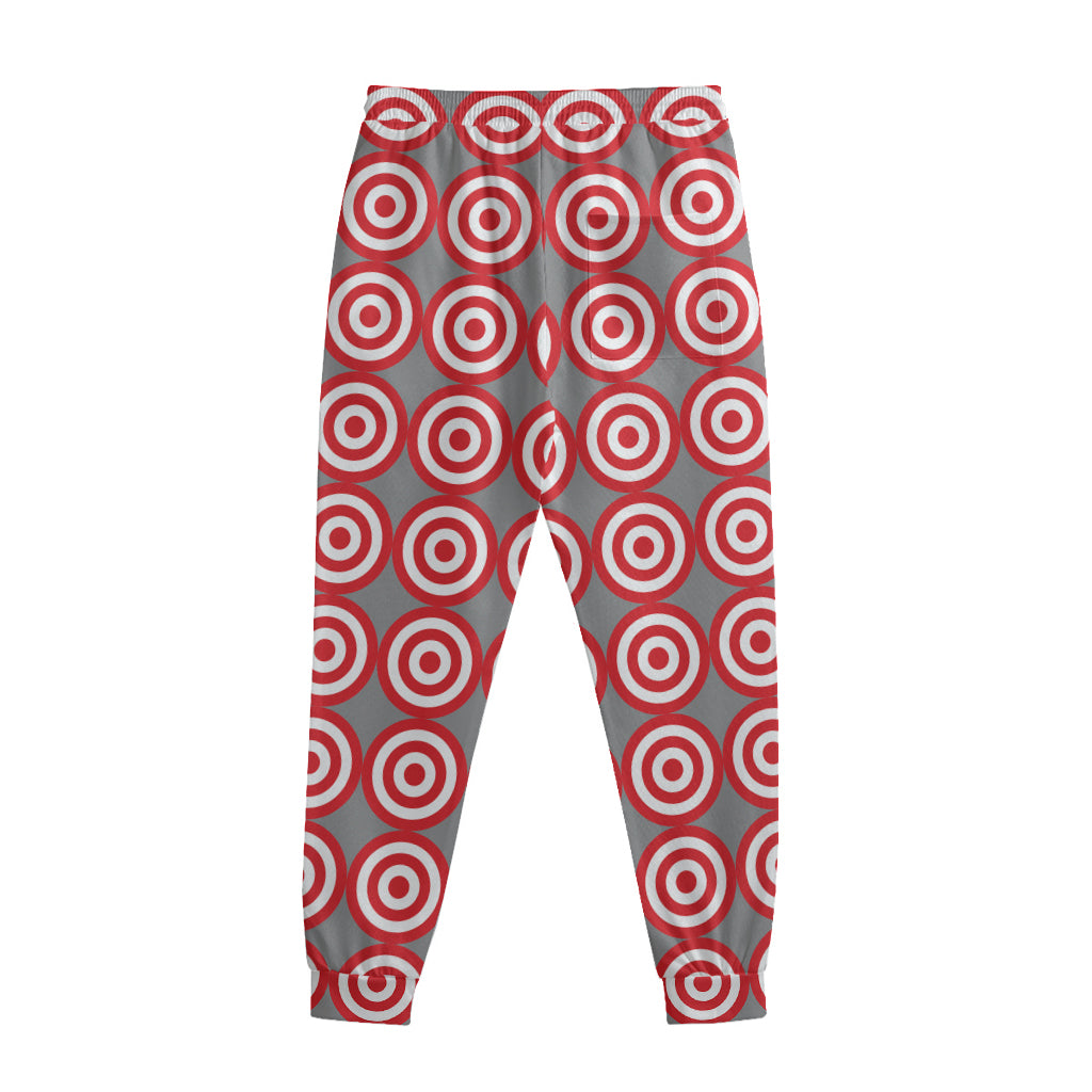 Red And White Bullseye Target Print Sweatpants