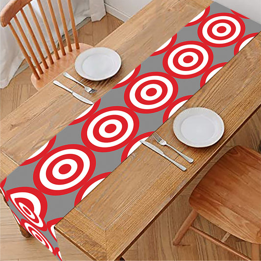 Red And White Bullseye Target Print Table Runner
