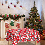 Red And White Bullseye Target Print Tablecloth
