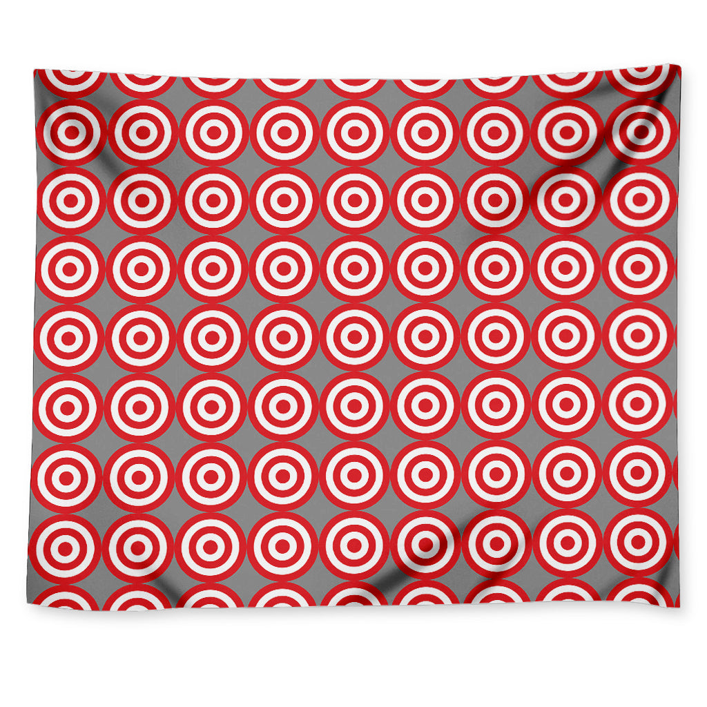 Red And White Bullseye Target Print Tapestry