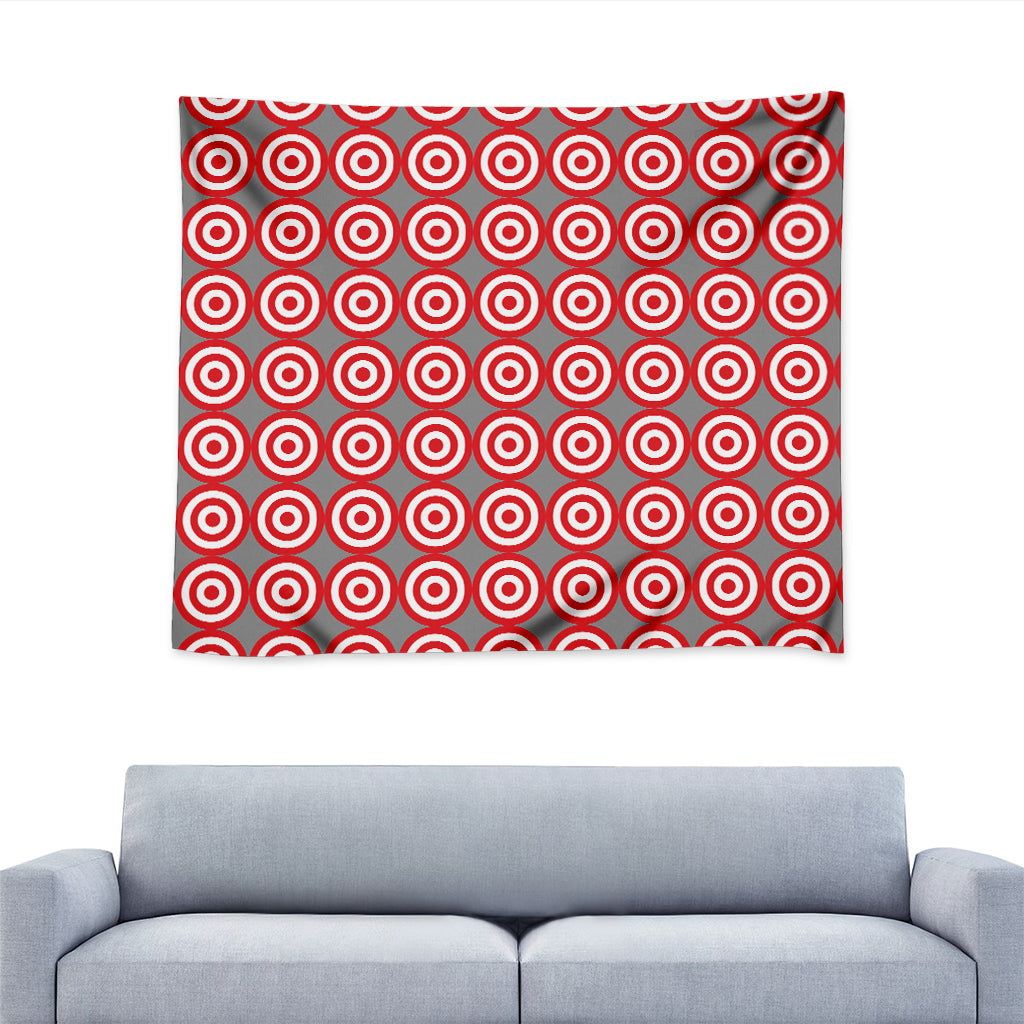 Red And White Bullseye Target Print Tapestry