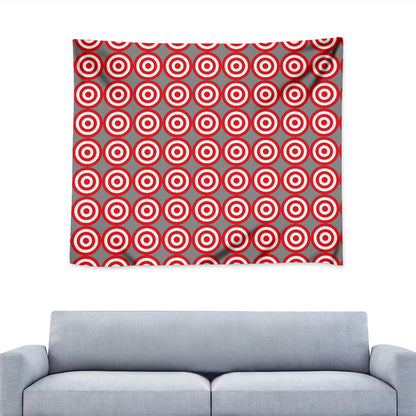 Red And White Bullseye Target Print Tapestry