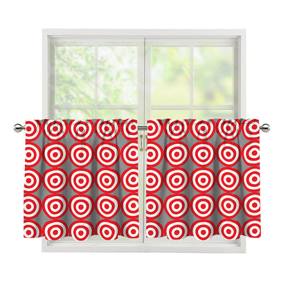Red And White Bullseye Target Print Tier Curtains