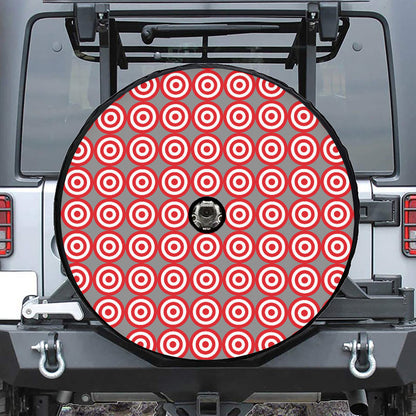 Red And White Bullseye Target Print Tire Cover With Camera Hole