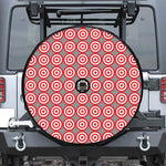 Red And White Bullseye Target Print Tire Cover With Camera Hole